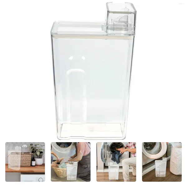 Distributeur de savon liquide, boîte de rangement de détergent à lessive, organisateur en plastique transparent, conteneur de poudre de Terrarium, perles