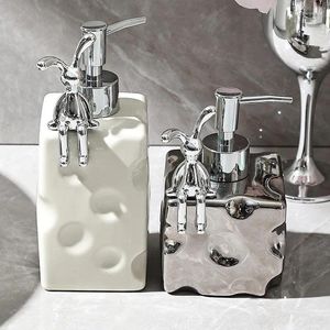 Dispensateur de savon liquide léger luxe en céramique désinfectant à main bouteille salle de bain el douche gel fendu mousser la machine moussante pompe en mousse
