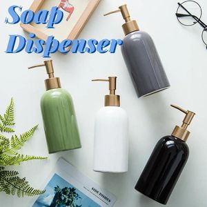 Distributeur de savon liquide de luxe en céramique, shampoing pour maison, salle de bain, pompe, bouteille de mousse de cuisine