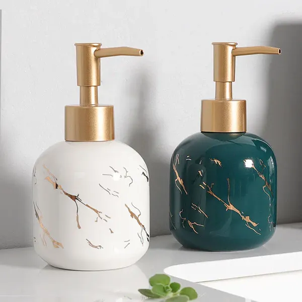 Distributeur de savon liquide en céramique marbrée, bouteille de rangement européenne noir blanc shampoing cosmétique accessoires de salle de bains maison