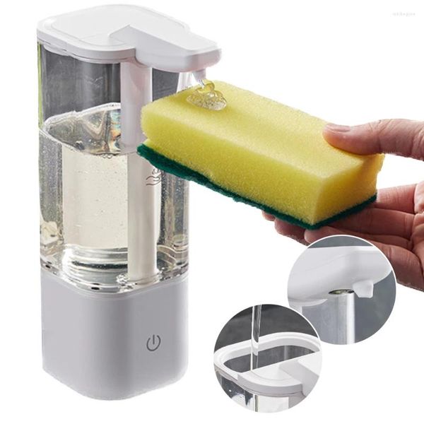 Dispensador de jabón líquido, bomba ML alimentada por batería/carga USB, inducción infrarroja, autolimpieza impermeable para baño