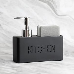 Distributeur de savon liquide Accessoires de cuisine modernes Ensemble distributeur de savon pour les mains pompe brosses à bouteilles détient et stocke éponges épurateurs 231018