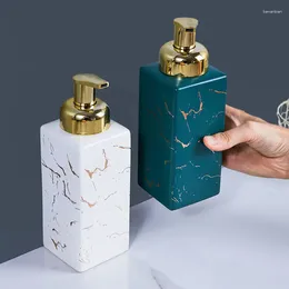 Vloeibare zeep dispenser moderne gemarmerde keramische lotion fles schuimend huis goud patroon vierkante make -up remover shampoo opslag badkamer