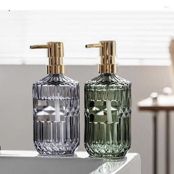 Dispensador de jabón líquido Container de botella de vidrio de estilo moderno el transparente mano de baño