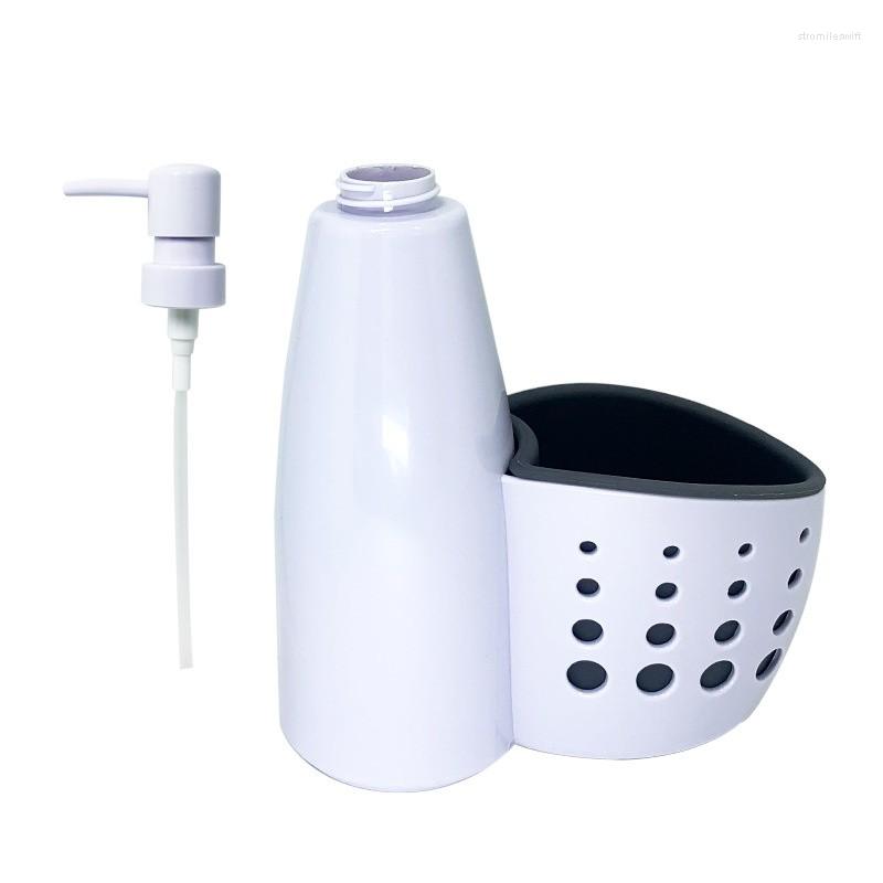 Flytande tvål dispenser multifunktion hem tvättmedel förvaringslåda svamp dränering rack maträtt schampo tom flaska
