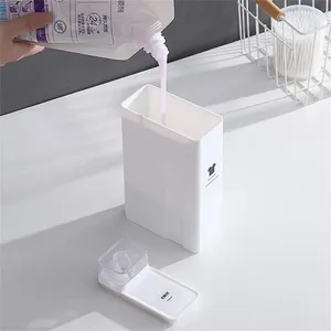 Vloeibare zeepdispenser Niet-giftige smakeloze wasartikelen opslagflessen witte waspoederfles siliconen 295 g onderflessen