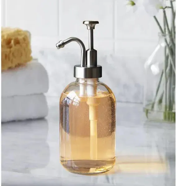 Distributeur de savon liquide, bouteille de Lotion en verre nordique, pompe à shampoing, porte-Gel douche, récipient vide