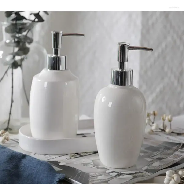 Distributeur de savon liquide de Style nordique, bouteille à main Portable multifonction en céramique blanche Pure, accessoires de salle de bains