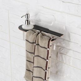 Dispensador de jabón líquido Aceite de bronce frotado Acabado Negro Rack de toallas de acero inoxidable 260 120 163 mm Diseño único Accesorio de baño