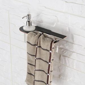 Vloeibare zeepdispenserolie gewreven bronzen zwarte afwerking roestvrijstalen handdoekrek 260 120 163 mm uniek ontwerp badkamer accessoire