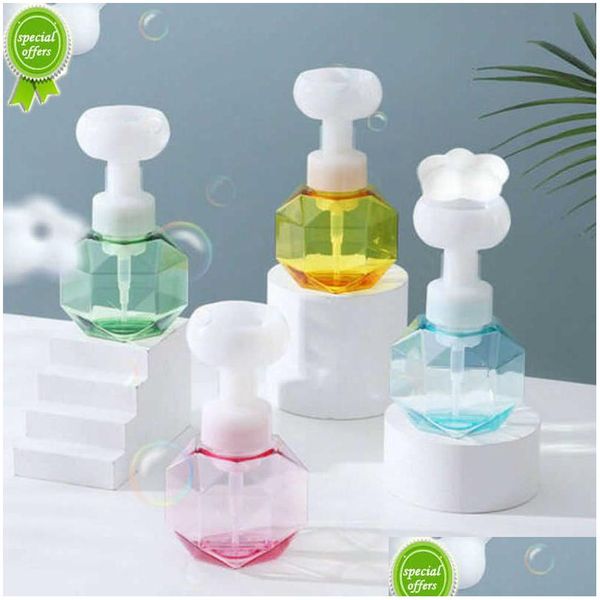 Distributeur de savon liquide Portable en forme de fleur, pompe moussante, bouteille vide en plastique transparent, gel douche, livraison directe, maison, jardin, bain B Dhujg