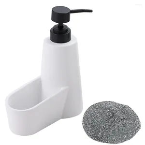 Dispensateur de savon liquide Press Bottle Sponge Rack pour le support de lavabo de cuisine Dispeneurs à main résine