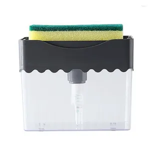 Pompe à distributeur de savon liquide et support d'éponge avec 1 éponges de nettoyage pour lavabo de cuisine bol lavage vert foncé