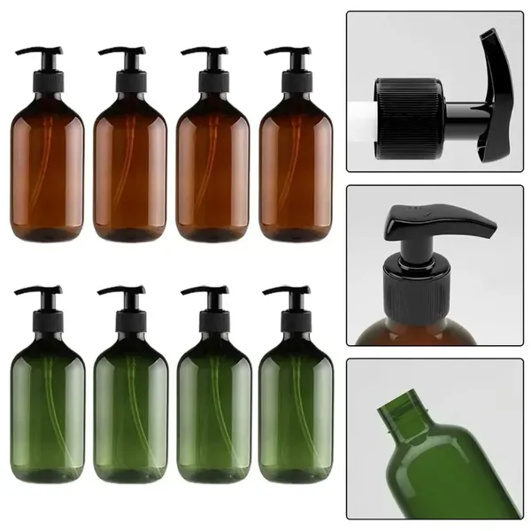 Distributeur de savon liquide, ensemble de shampoing rechargeable, bouteilles vides de 500ml, conteneurs de salle de bains, pompe, bouteille 4, lotion et revitalisant en plastique