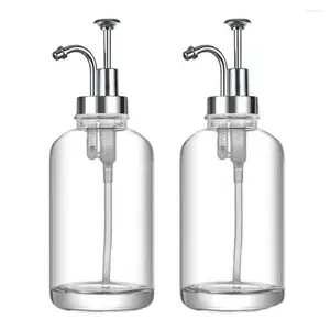 Distributeur de savon liquide en verre, shampoing, sirop de café, pompe, ensemble de bouteilles avec étiquettes, pour maison, Restaurant, accessoires de Bar, 17oz