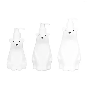 Liquid Soap Dispenser Shampoo Sterke doucheflessen Multi -doel Witte berenstijl PP PE Cute Stylish Pump Type voor toilet