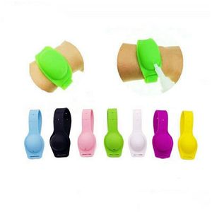 Dispensador de jabón líquido Sile Pulsera Desinfectante de manos Lavado Esterilización Brazalete portátil Baño Gel Wracelet Reloj de pulsera Botella Vt174 Dhgoh