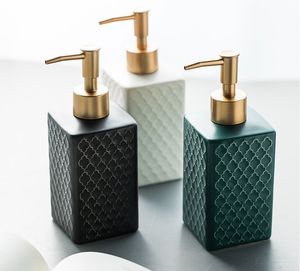 Vloeibare zeep dispenser eenvoud creatieve rasterpatroon keramische douche gel shampoo fles reizen badkamer accessoires container