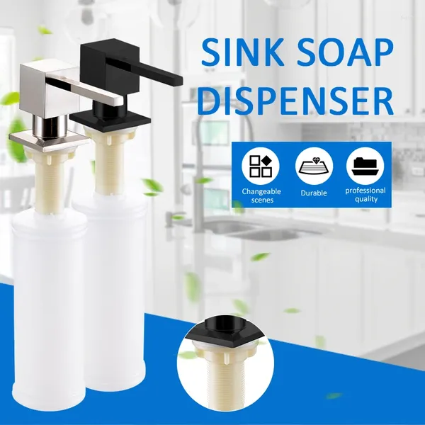 Dispensateur de savon liquide Pompe carrée de finition chromée pour la cuisine construite dans le comptoir de lavabo intégré