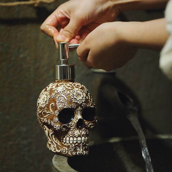 Dispensador de jabón líquido, bomba de recarga de botella de Calavera, decoración de Halloween, soporte para champú, adorno para el baño del hogar 230726