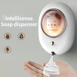 Distributeur de savon liquide intelligent, effet lumineux pour enfants, espace automatique, mousse murale, accessoires de salle de bains