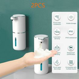 Dispenser voor vloeibare zeep Zeepdispenser 1/2 st Automatische schuimzeepdispenser Keuken Badkamer Smart Infrarood Touchless 380 ml Handwasmachine Oplaadbaar 231213