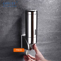 Dispensador de jabón líquido dispensador de jabón baño montado en la pared el champú loción líquido mano de acero inoxidable 220827