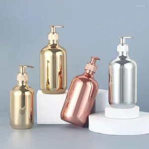 Punto de dispensador de jabón líquido 500 ml Proceso de electroplatación Gold Silver Rose Shampoo Botella Ducha Gel Pet