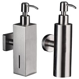 Dispensador de jabón líquido Acero inoxidable Acabado en níquel cepillado Baño Caja de champú Contenedor Montado en la pared 200 ml 220827