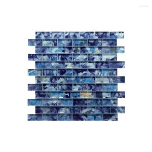 Dispensateur de savon liquide piscine Pacific Blue 12 pouces.X tuile murale en mosaïque en verre linéaire (5 pieds carrés /)