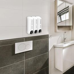 Dispensador de jabón líquido triple 350 ml de baño de ducha champú resistente al calor de la pared de la pared del cuerpo de la pared de la pared para accesorios de baño