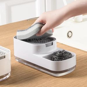 Distributeur de savon liquide Vanzlife cuisine amélioré Type poussoir manuel boîte de lessive stockage de détergent éponge Type de presse