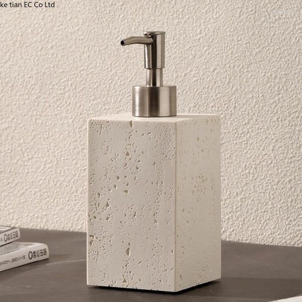 Dispensador de jabón líquido Wabi-Sabi Túnel de viento Piedra Arroz Botella de mano blanca Botella Luz de lujo Accesorios de baño
