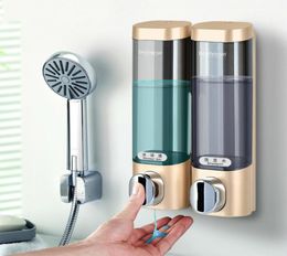 Vloeibare zeep dispenser wandbevestiging 300 ml badkamer accessoires plastic wasmiddel shampoo dispensers dubbele hand keuken zeepfles y5457260