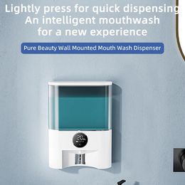 Vloeibare zeep dispenser muur gemonteerd automatische mondwaterpomp 500 ml LED -display draadloze slimme inductieve mond wasmachine met 4 st