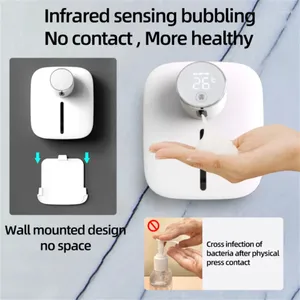 Dispenseur de savon liquide mural affichage de température automatique affichage des distributeurs de mousse sans contact accessoires de salle de bain à main