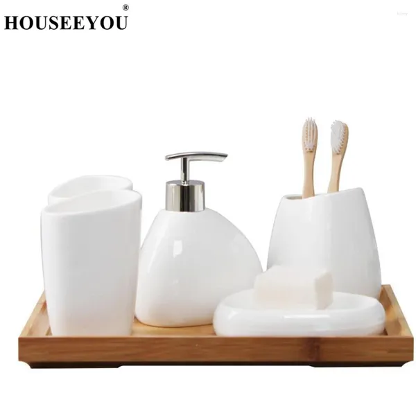 Dispensateur de savon liquide Chine accessoires de salle de bain en céramique Set Bottle Brosse à dents support