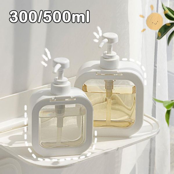 Dispensador de jabón líquido, bomba de Gel de baño de ducha blanca, dispensadores de botellas recargables portátiles de viaje, champú, loción de baño de 300/500ml