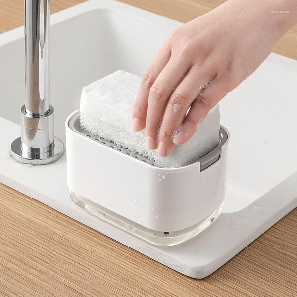 Dispensador de jabón líquido WHYY, prensa de plástico para mano, caja de limpieza de semen, estantes de drenaje de esponja, herramientas de almacenamiento de cocina, accesorios de baño