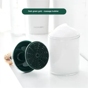 Vloeibare zeepdispenser met siliconen massageborstel hoofd licht licht luxe bubbler automatische rebound handmatige schuimende fles geperste bellenschuimer