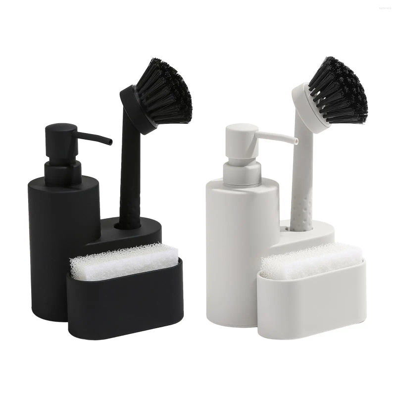 Liquid Soap Dispenser With Sponge Holder Practical 340ml Multipurpose Accessories 3 In 1 For Home Cafe Bar Bathroom