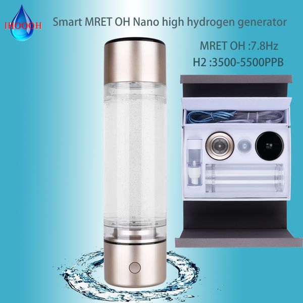 Vertedores de jarabe líquido Smart MRETOH Resonancia molecular 7 8Hz Generador de botella de agua rica en hidrógeno Ventilador H2 puro Electrólisis Ionizador Copa 230302