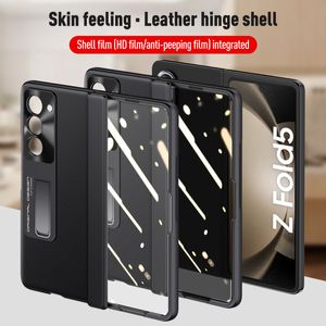 PU Leer voor Samsung Galaxy Z Fold 5 Case Shell Bracket Scharnierbeveiligingsfilm Privacy Cover