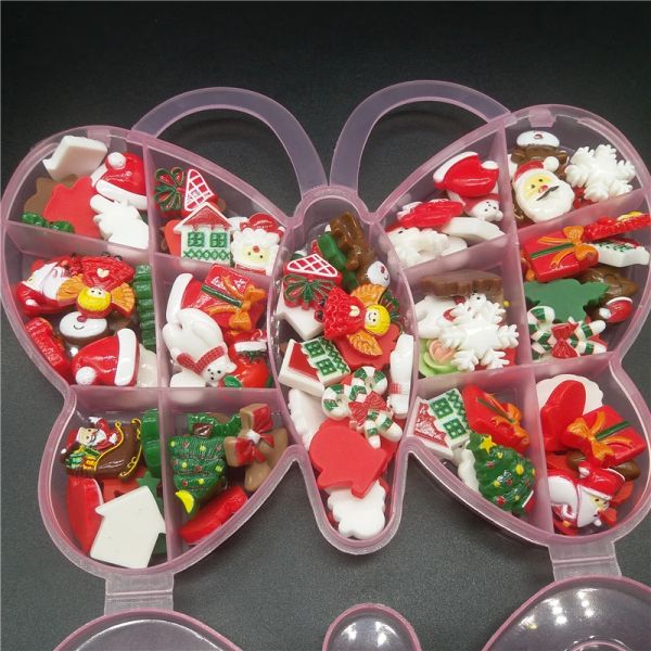 Liquides 100pcs / boîtes conceptions de Noël arbre de Noël flocon de nail art charmes décorations résine bricolage 3d ongles strass accessoires