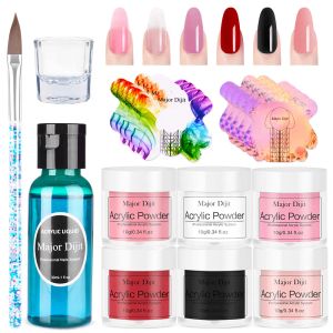 Vloeistoffen 10G Acrylpoeder Set voor nagelkristalgel kleurrijke gesneden poeder nagel extensions manicure nagel kunstdecoraties