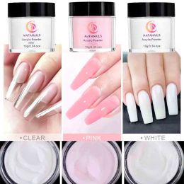 Vloeistoffen 10 g helder/wit/roze acrylpoeder voor nagels verlenging Flower snijbuil Builder Power Manicure Nail Art Decoration Glitter