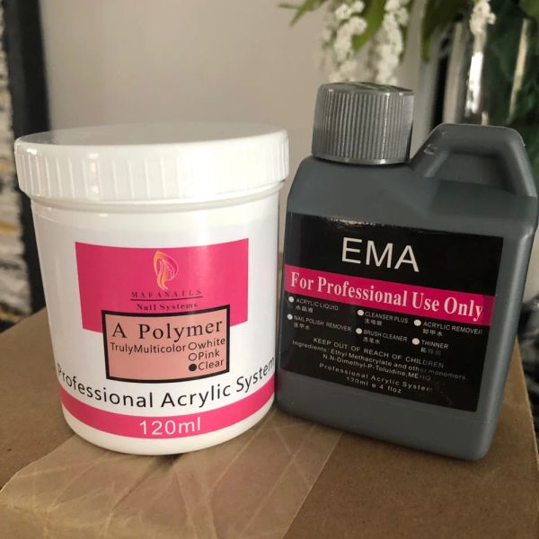 Liquides 120 ml EMA polymère acrylique Liquidpowder Pink Nail Builder / tremper / sculpture poudre acrylique pour clous