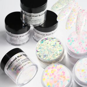 Vloeistoffen 1oz/fles Professionele acrylpoeder Mix Butterfly Round Hexagon Glitter Pailletten Kristalpoeder Nagel Systeemstof voor manicure