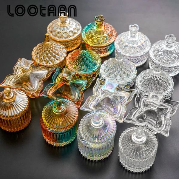 Liquides 1pc tasse de ongles en verre en verre à cristal coloré pour poudre liquide Dappen couvercle bol tasse de support