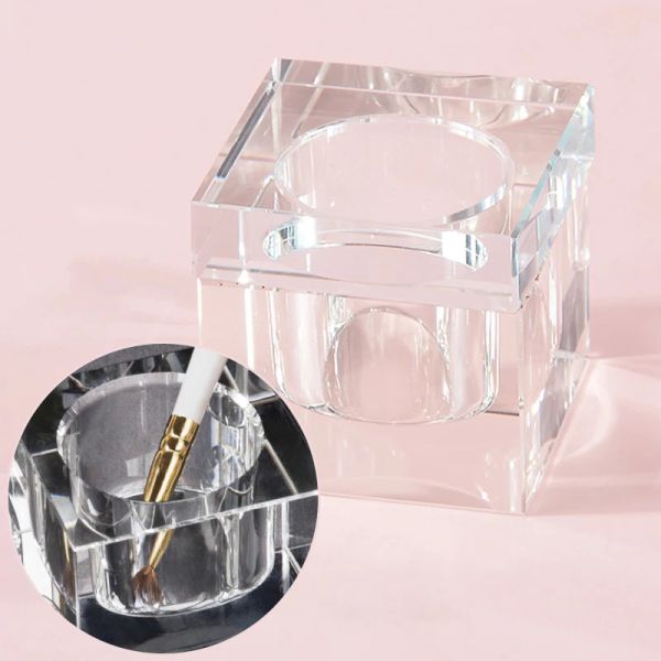 Líquidos 1 PPCS Glass Polvo acrílico Caza de uñas líquidas Plato de cristal transparente con tapa de brillo Respetario Manicura Manicura Herramientas de arte